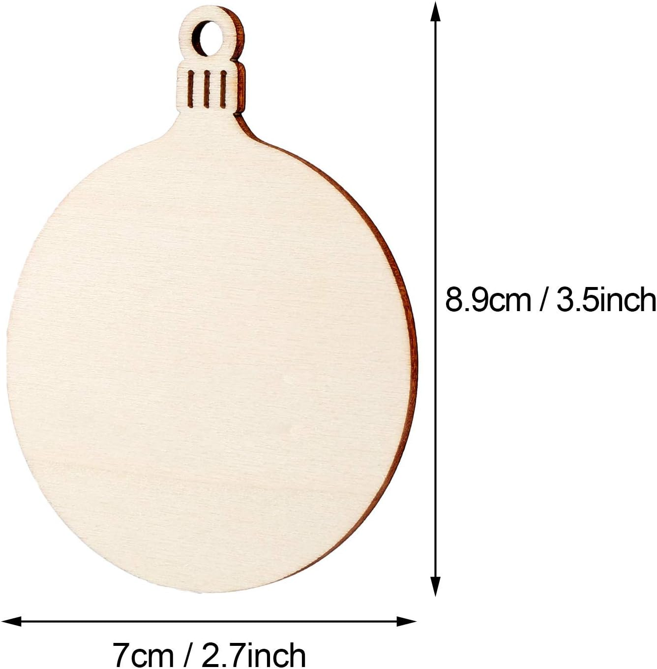 60 Sets round Wood Slices Blank Wood Discs Wood Baubles Pendant Ornaments image number 1