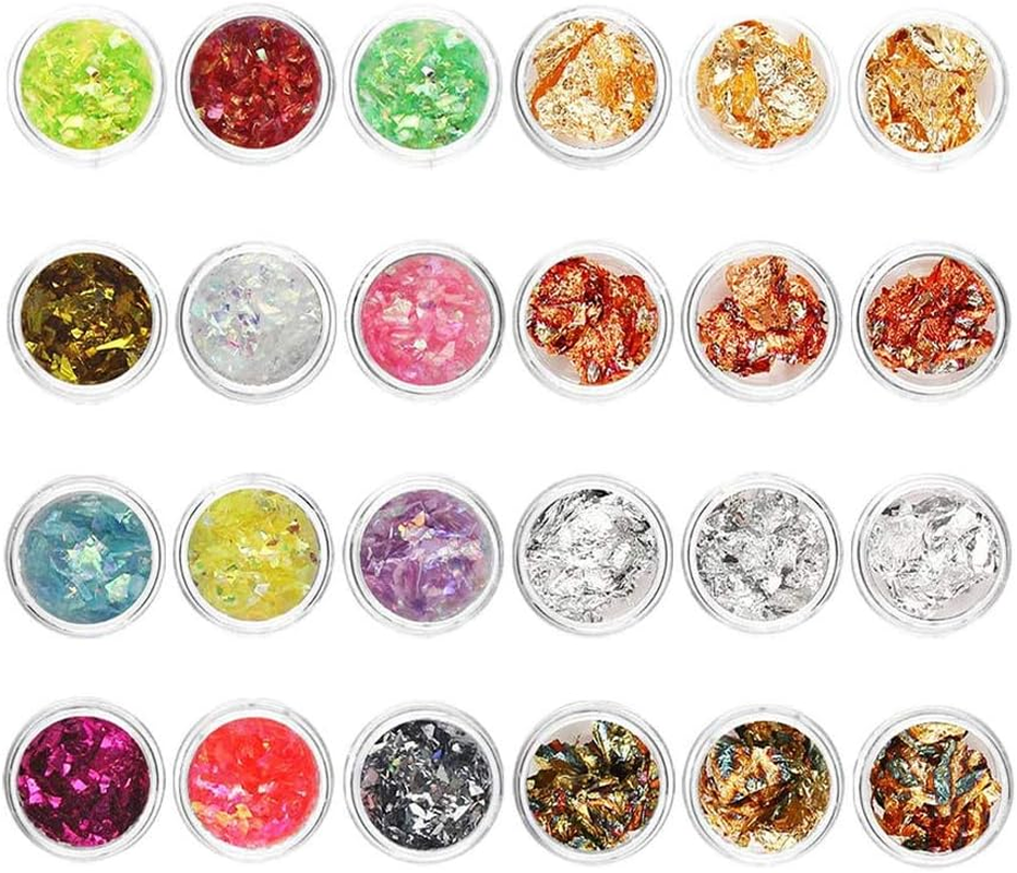24 Packs Foil Nail Paillette Chip Nails Art Decorations 3D Art Applique Decoration Kit image number 4
