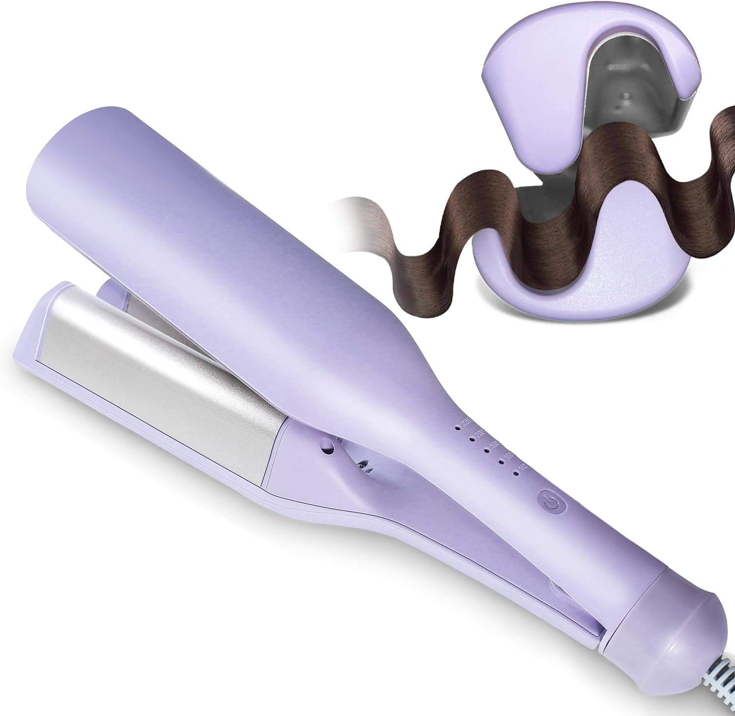 Tieumioe Hair Waver Crimper Tool Professional 1 Inch Hair Waver Iron for Beach Waves & Defined Curls - Ceramic Barrel, Adjustable Heat Settings - Purple image number 1