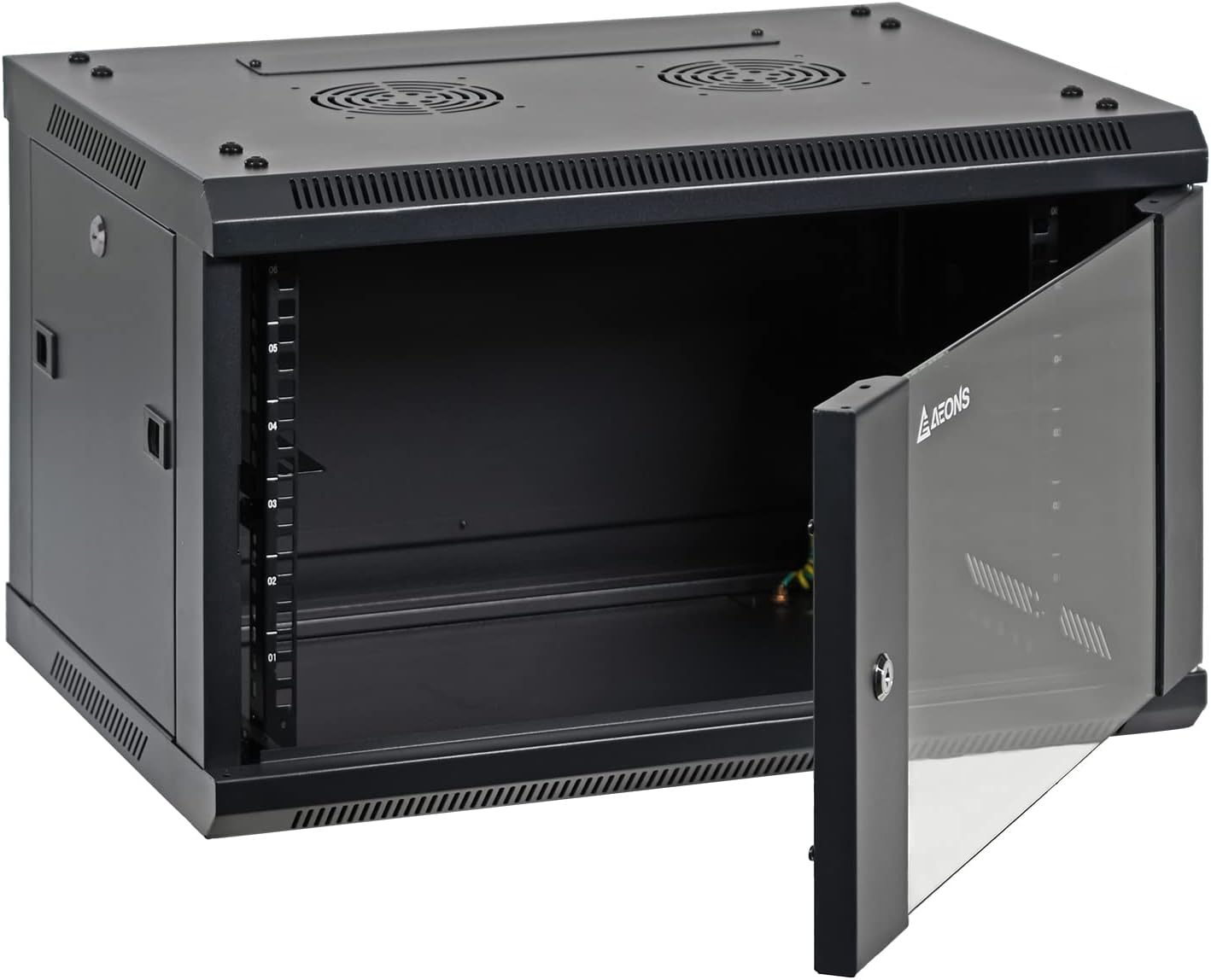 AEONS Professional Wall Mount IT Cabinet Enclosure 19-Inch Server Network Rack with Vented Door (6U-18In Depth, Glass Door) image number 6