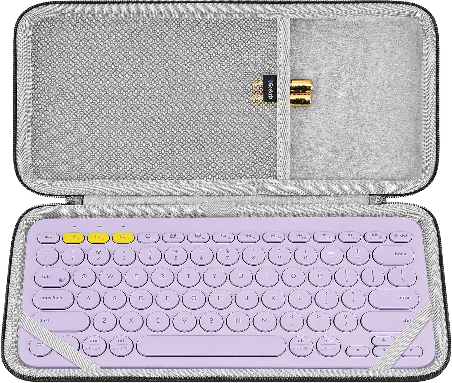 Geekria Keyboard Carrying Case, Hard Shell Protective Travel Bag for Small Compact Keyboard, Compatible with Logitech Pebble Keys 2 K380S / K380 (Lavender) - Blueberry image number 2