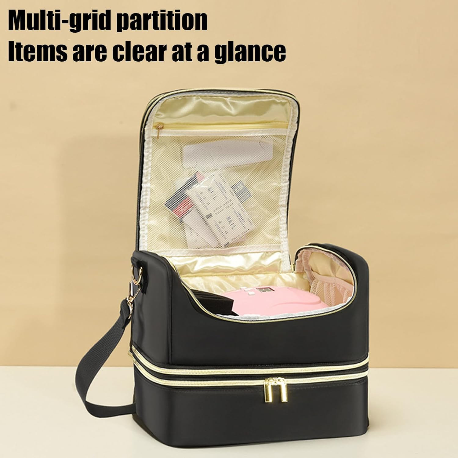 Nail Polish Storage Case - Nail Polish Carrying Case, Nail Supplies Storage Bag, 2 Layer Storage Bag, Can Hold 45 Bottles Nail Polish, Black, Se R&eacute;f&eacute;rer Au Descriptif, Refer to Description image number 6