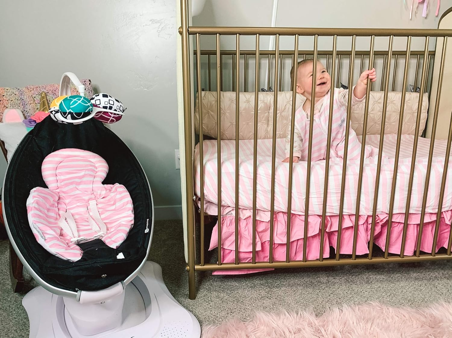 Infant Insert Compatible with 4Moms Mamaroo & Rockaroo &ndash; Car Seat Insert 2 Pack &ndash; Reversible Infant Car Seat Insert &ndash; Rockaroo & Mamaroo Newborn Insert &ndash; Soft Plush Minky Car Seat Head Support Insert image number 4