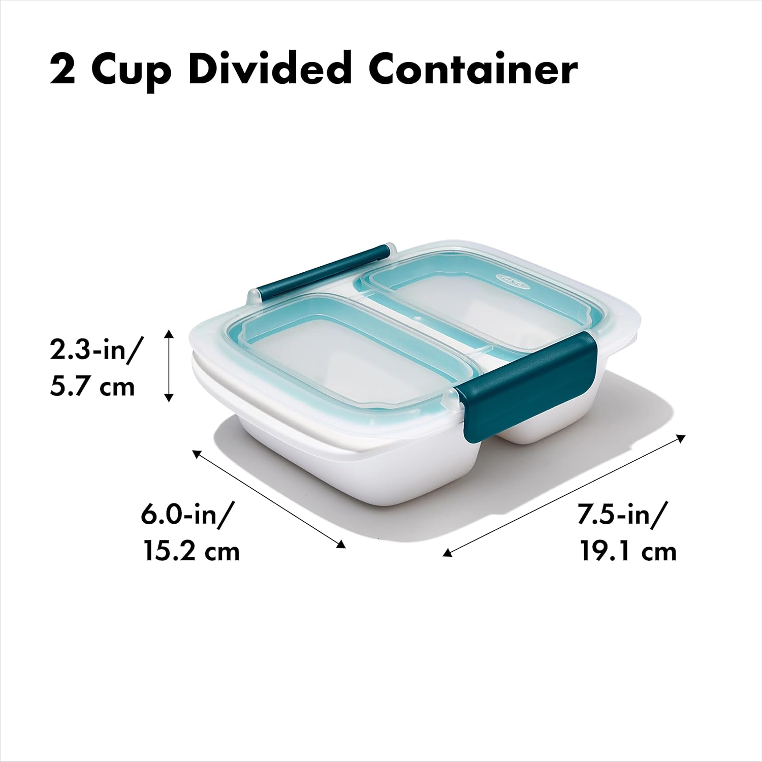 OXO Prep & Go Divided Container, 0.4 Litre / 2 Cups, 19 X 15 X 6 Cm, White image number 6