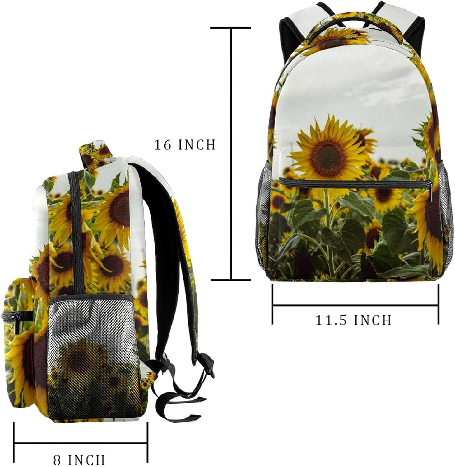 Sunflowers Backpack Students Shoulder Bags Travel Bag College School Tote Backpacks image number 3