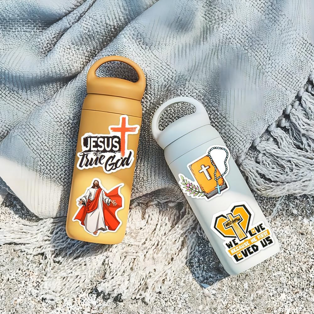 50 Pcs Christian Jesus Stickers for Water Bottles Journaling Vinyl Religious Faith Stickers for Kids Adults image number 3