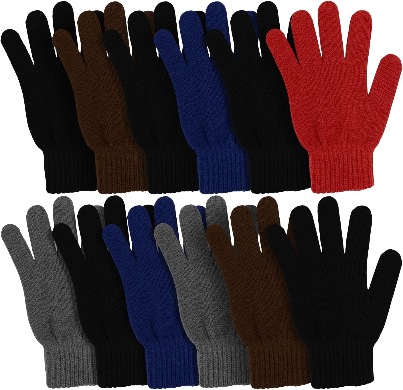 Winter Magic Gloves, 12 Pairs Stretchy Warm Knit Bulk Pack Mens Womens, Wholesale