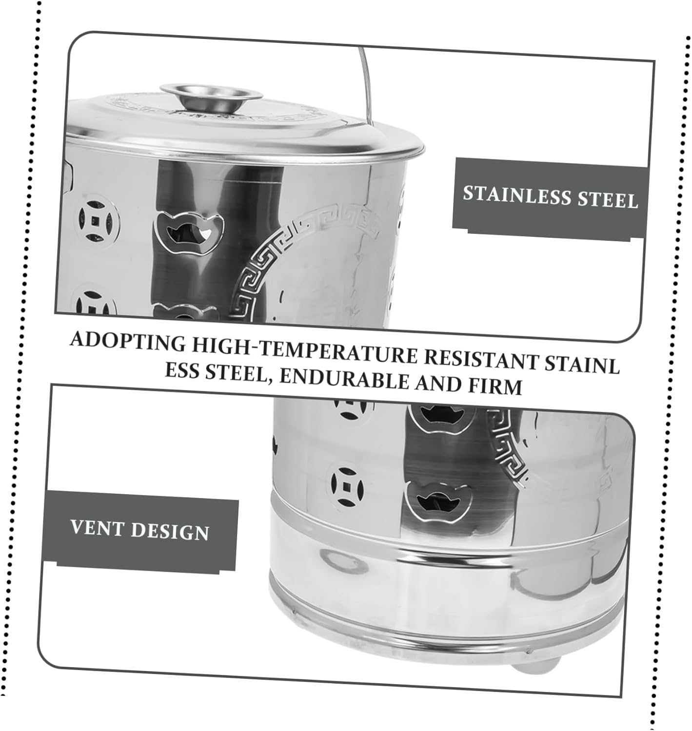 Sosoport Stainless Steel Burning Barrel Small Incinerator Can for Garden Paper Cardboard Metal Burn B image number 4