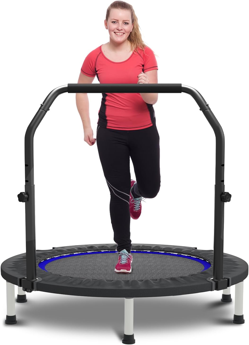 Hyd-Parts 40" Foldable Mini Trampoline Indoor Rebounder Trampoline for Adults Fitness Trampoline with Handle Exercise Workout Max Load 330Lbs