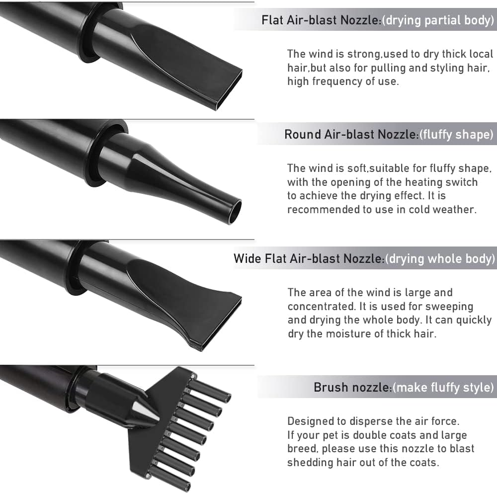 VOLKWELL 3200W/4.3HP Pet Grooming Dryer, Adjustable Speed & Temperature Control Yellow Dog Blow Dryer, High Velocity Dog Hair Dryer with 4 Nozzles（Yellow image number 6