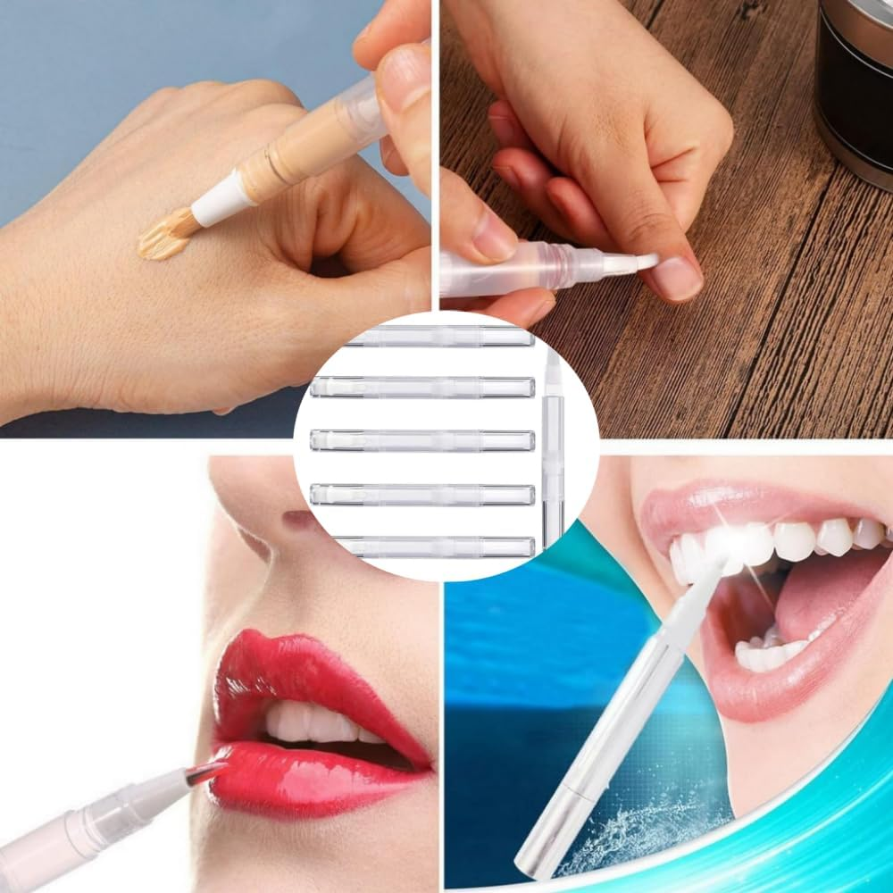DACUAN Cosmetic Container Pen, 6 Pcs Empty Nail Oil Pen with Brush Tip, 3 Ml Empty Transparent Twist Pen Liquid Tube with Nail Oil Pen Brush Tip for Gloss Eyelash Growth image number 2