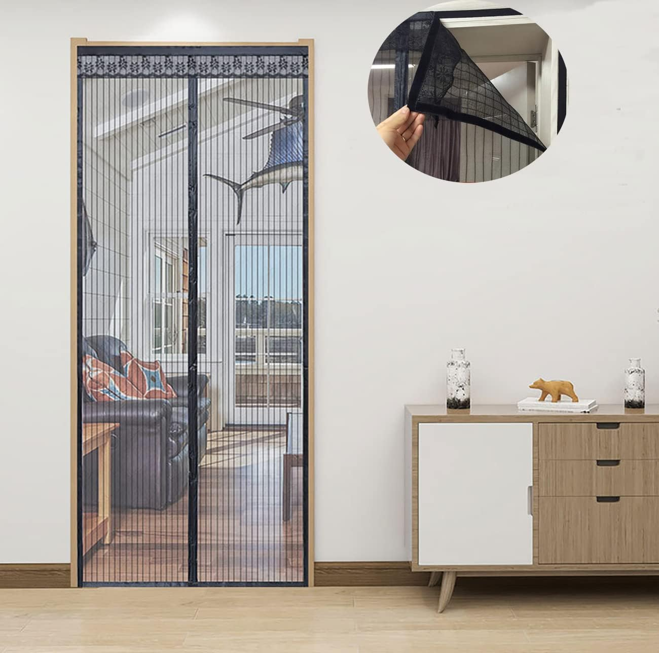 Magnetic Screen Door,Self Sealing anti Mosquito Magnetic Partition Curtain Pet and Kid Friendly Screen Door (100 X 230 CM) image number 6