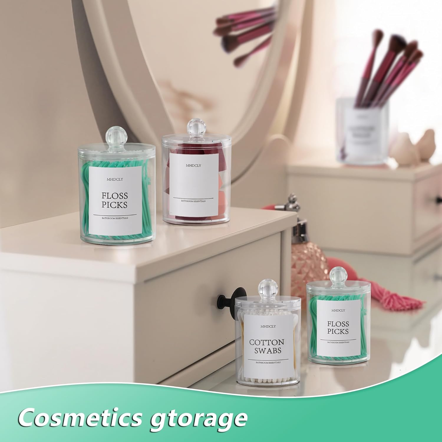 Bathroom Organizers and Storage,4 Pack Bathroom Accessories,Bathroom Decor,Home Decor,Bathroom Storage and Organization,Qtip Holder for Room Decor Aesthetic image number 3