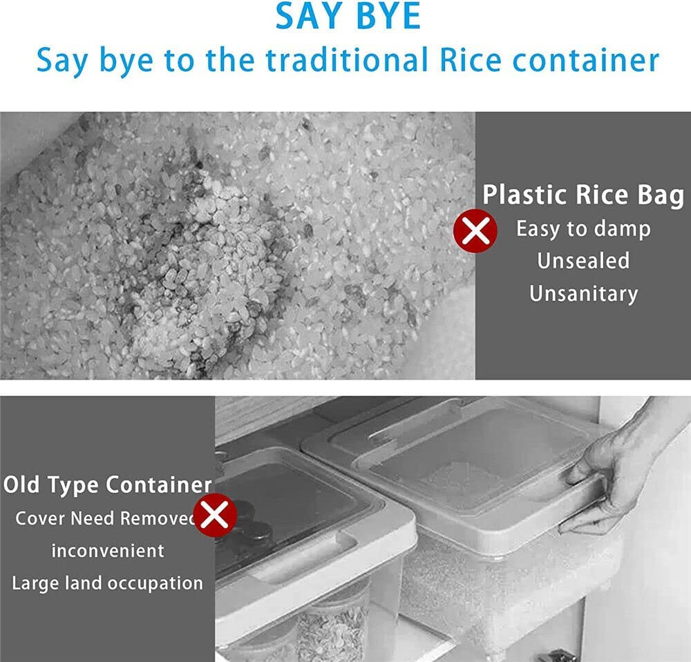 Auto Plastic Dry Food Storage Container Airtight Cereal Rice Lid Box Dispenser (Blue) image number 5