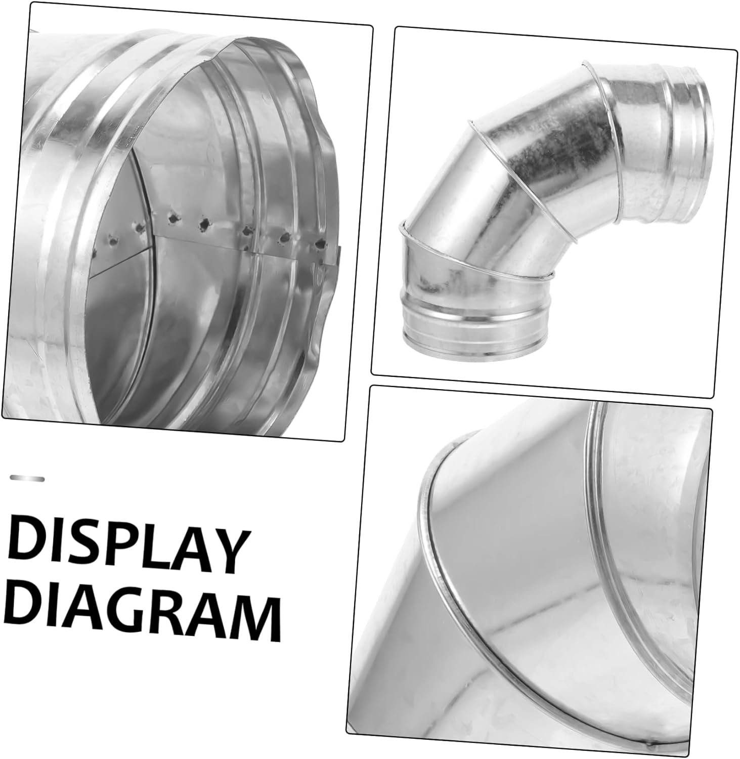 Iplusmile 6 Inch Metal Stove Flue Extension Elbow 90&deg; for Outdoor Flexible Ducting Exhaust