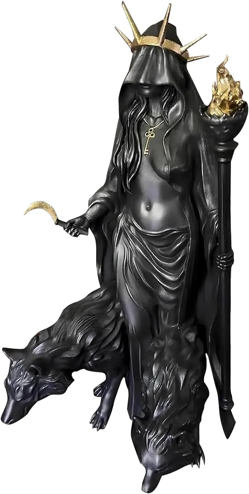Hekate Niktipolos, the Witch of the Night, Underworld Hekate Phōsphōrōs Light-Bringer or Morning Star Statue, Hecate Greekgoddess with Her Hounds of Magic1 Resin Sculpture