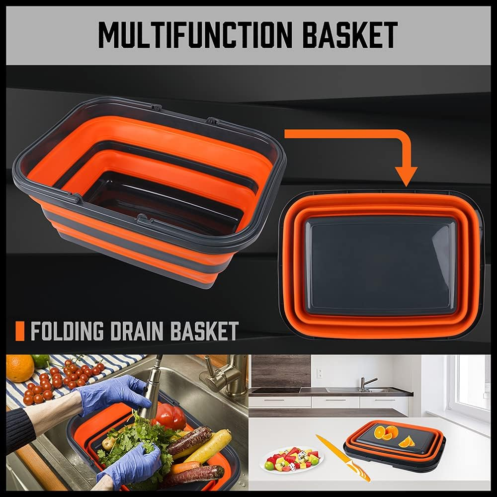 HORUSDY Portable Collapsible Sink, Foldable Large Multifunctional Storage Basket for Outdoor Camping, Wash Basin, Picnic, Hiking, Home. 16L Capacity image number 6