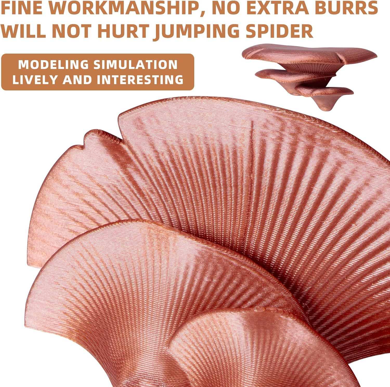 Jumping Spider Hide Habitat Accessories, Brown Jumping Spider Enclosure Mushroom Shelf Magnetically Concealed, Jumping Spider Web with Magnets, Jumping Spider Enclosure Climbing and Feeding Platforms image number 2