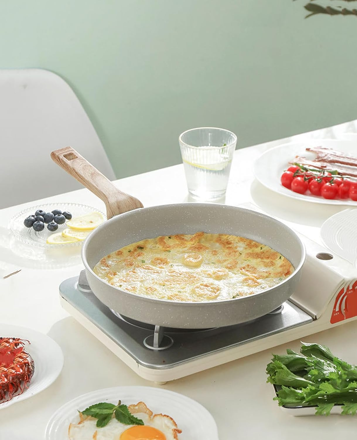 Nonstick Frying Pan Skillet, 28CM Granite Non Stick Pans, Omelette Pan with Heat Resistant Handle, Stone Cookware Cooking Pan, Compatible with All Stovetops, Pfas-Free (Frying Pan) - Frying Pan image number 6