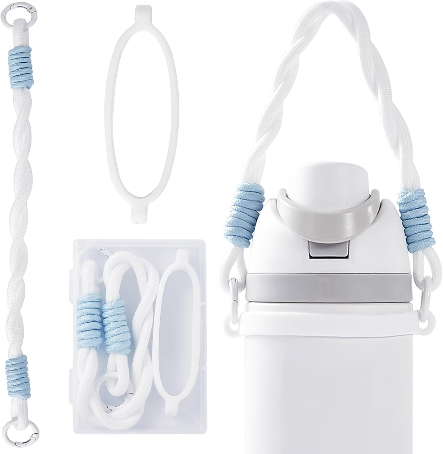 Bigwaves Silicone Handle Strap, Compatible Owala Freesip - Fits 16Oz to 40Oz, Water Bottle Carrier Grip Accessories for Running, Bike, Gym or Jogging (With Handle, White) image number 4