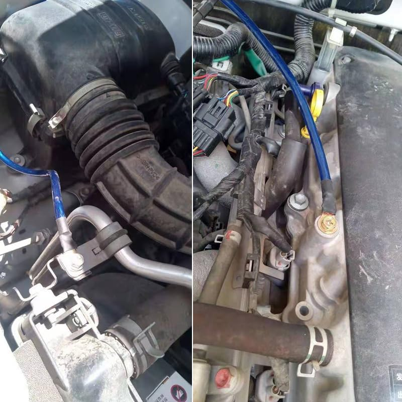 5 Point Car Universal Earth Ground Cables Grounding Wire System Kit High Performance Improve Power for Car Truck, Blue - Purple image number 5