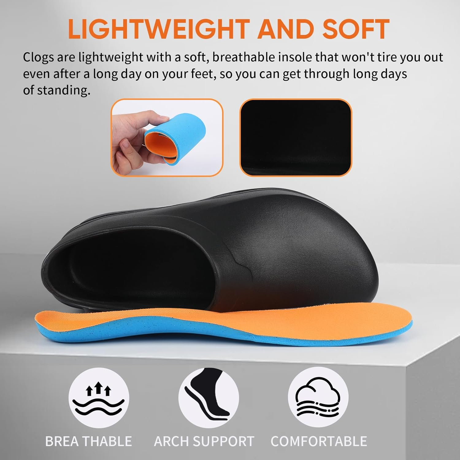 LIPROFE Chef Shoes for Men - Non Slip Oil Resistant Waterproof Safety Work Shoes Comfortable Nursing Nurse Shoes for Gardener Men Women Indoor and Outdoor Chef Clogs for Kitchen Office Seaside image number 4