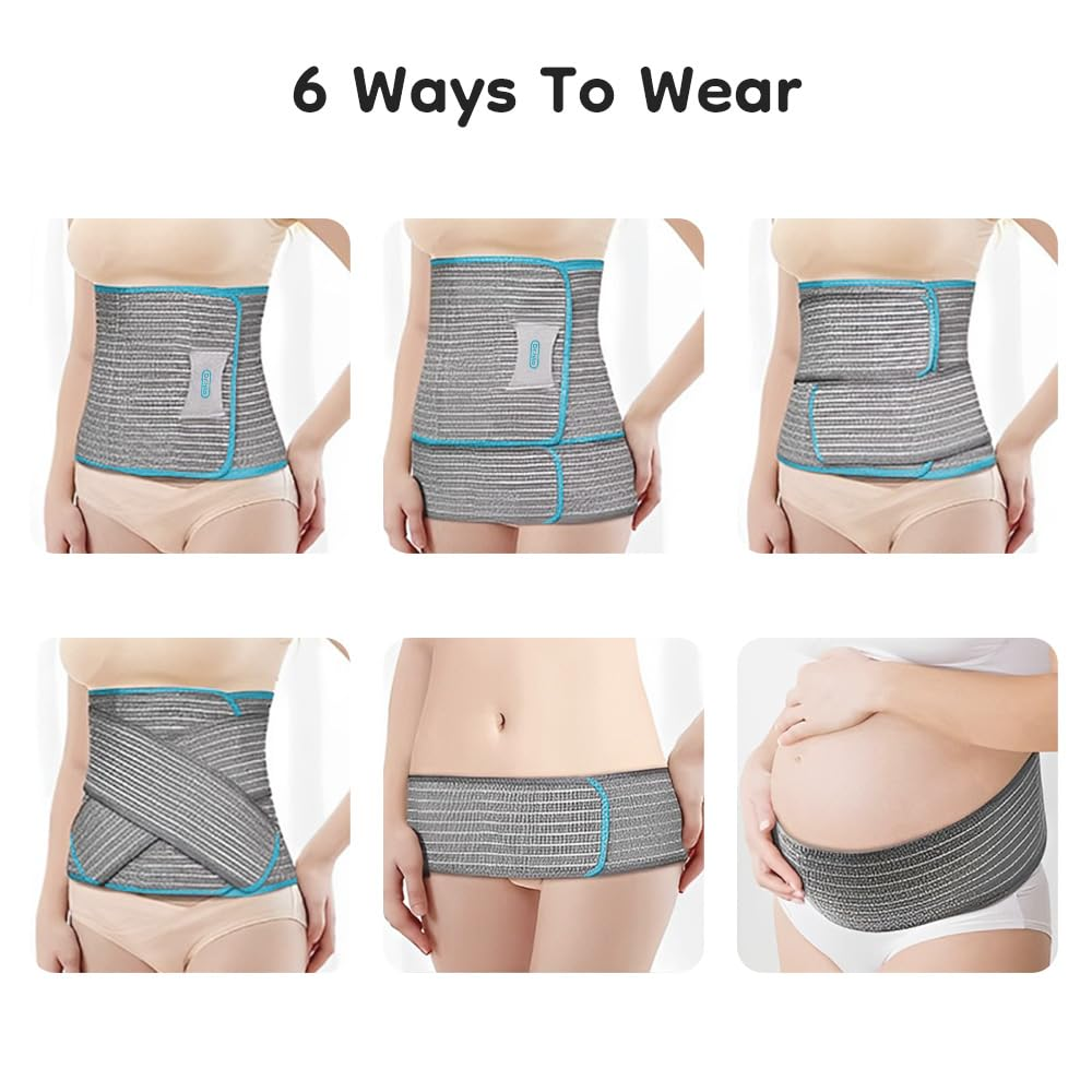 Postpartum Recovery Belt for Women - Adjustable Abdominal Binder & Pelvic Support, Breathable Bamboo Belly Wrap for C-Section & Natural Birth, Post-Pregnancy Tummy Control, Back Pain Relief & Waist Shaping (L) image number 2