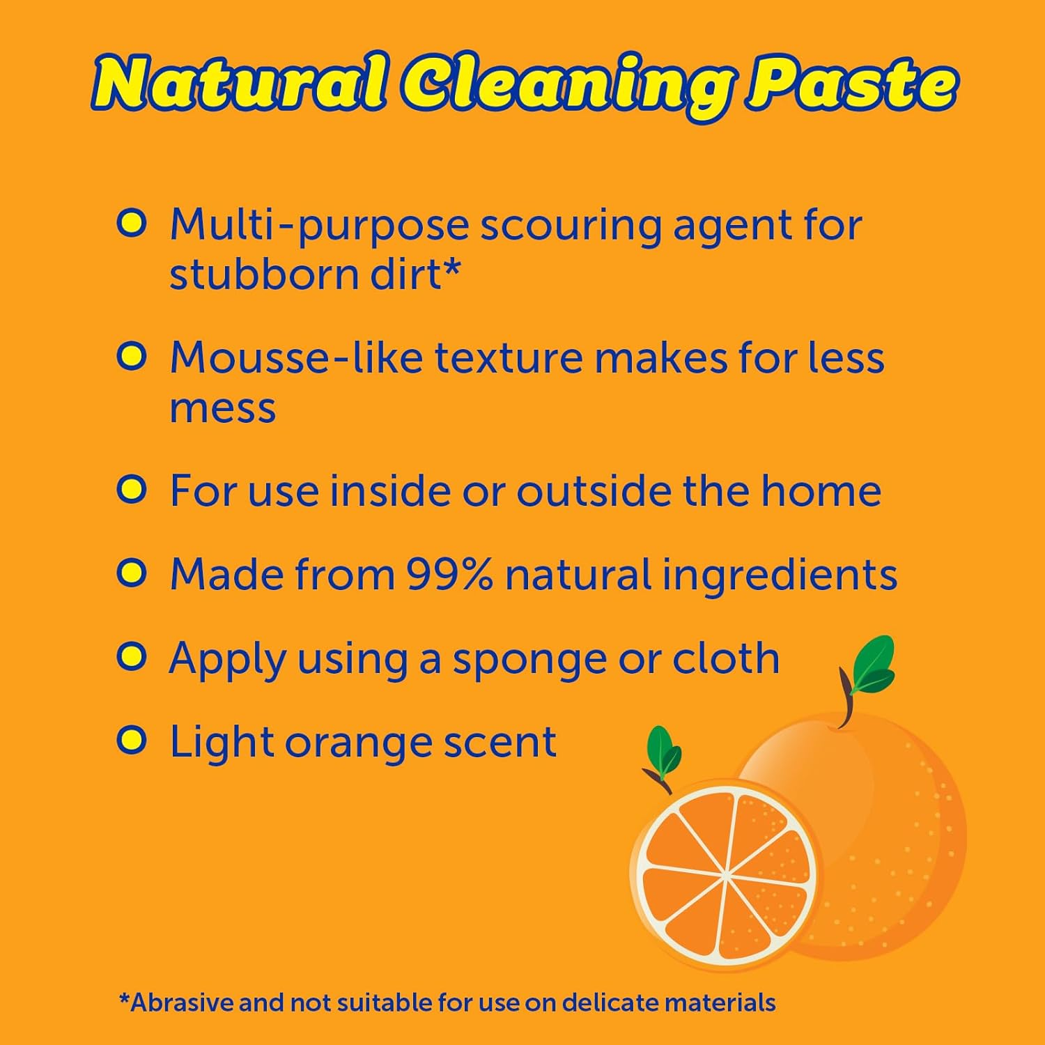 Scrub Daddy Tangerine Clean - Multi-Purpose Natural Cleaning Paste - Tough on Grime, Gentle on Surfaces - 99% Natural Ingredients, Light Orange Scent
