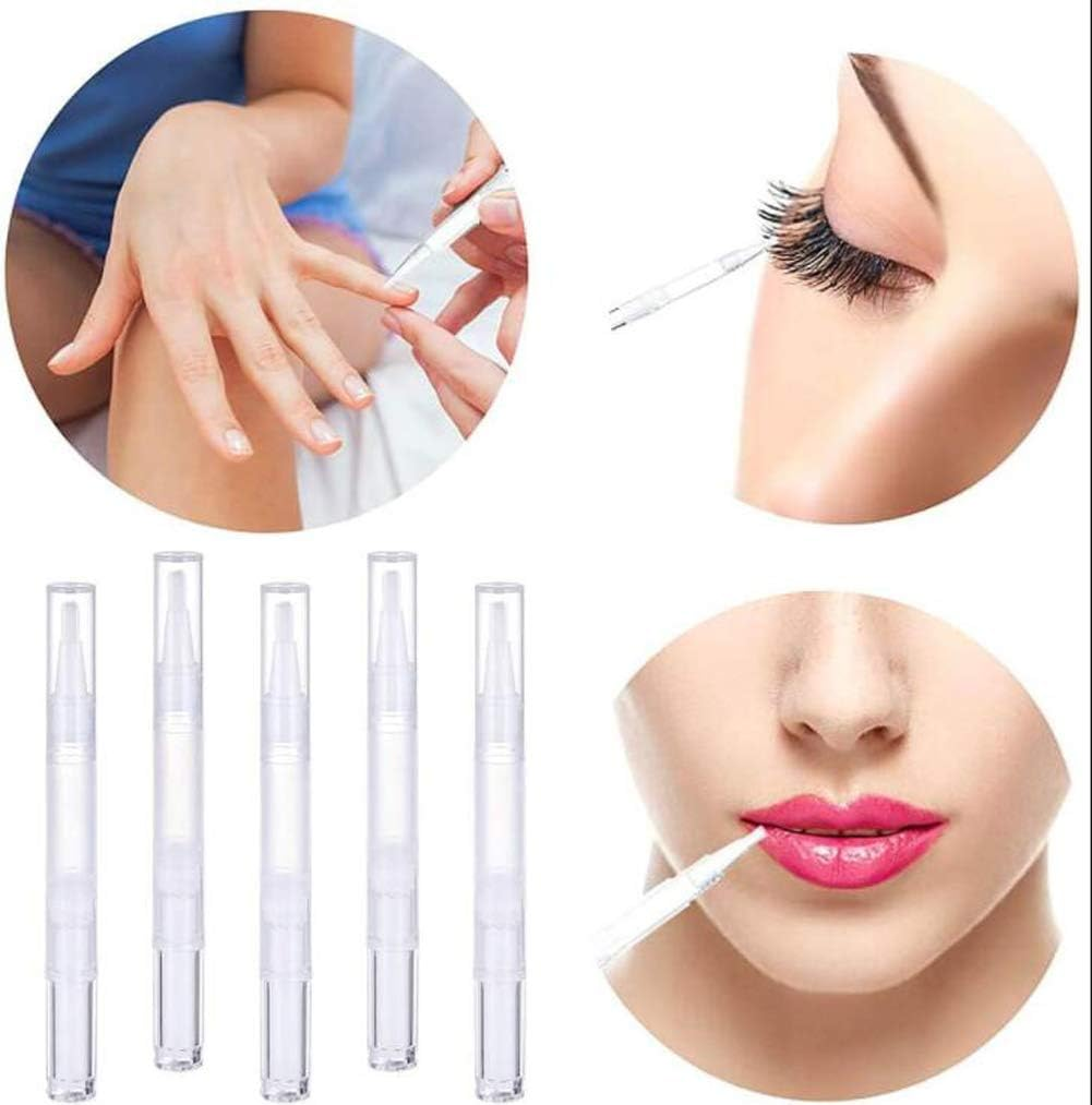 5Pcs 3Ml Transparent Twist Pens Nail Twist Pens Empty Transparent Nail Oil Pen with Brush Empty Cuticle Oil Pen Cosmetic Container Pen for Lip Gloss Teeth Whitening Liquid