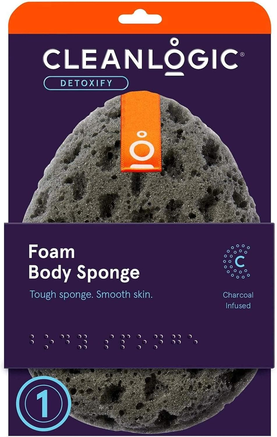 Clean Logic Charcoal Infused Sea Foam Body Sponge (Pack of 2)