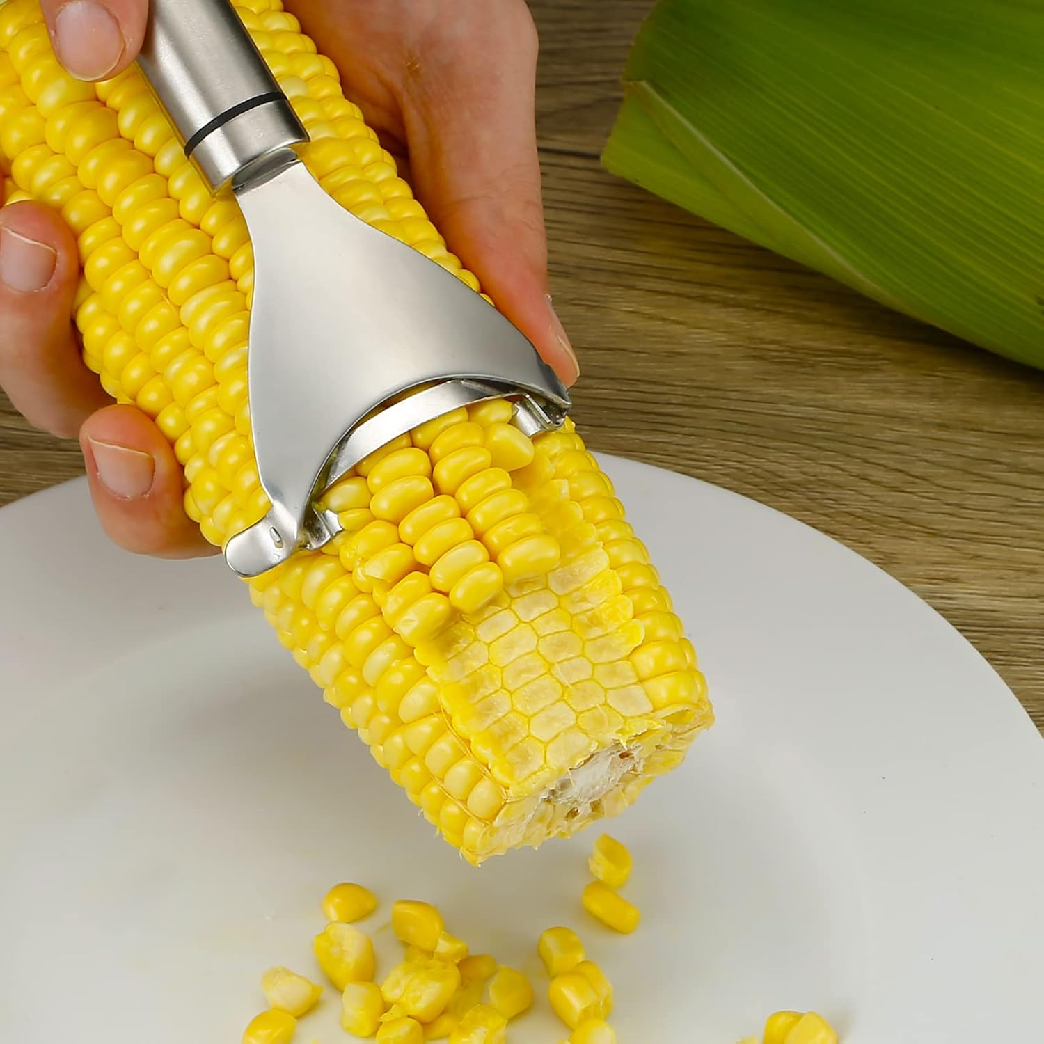 Corn Peeler Stainless Stee Corn Cob Stripper Tool Corn Thresher from the Cob, Removes Corn Kernels from Corn Cobs in Seconds, Kitchen Gadget image number 6