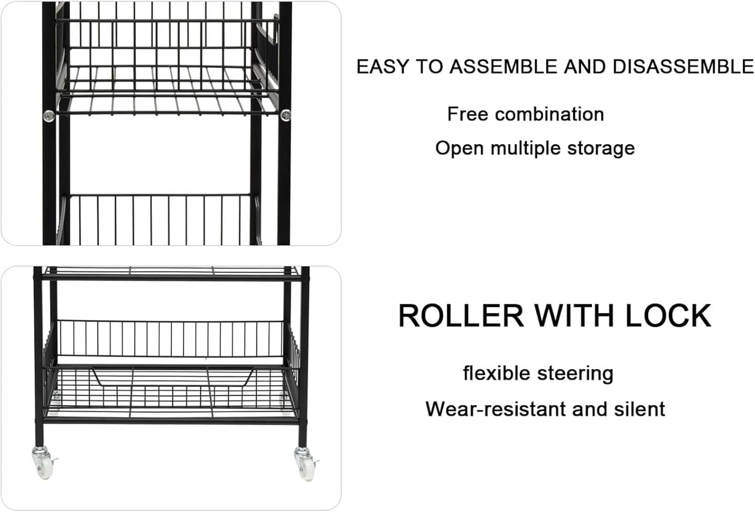 Snack Storage Rack Storage Baskets， Metal Wire Storage Shelf Display Rack image number 2