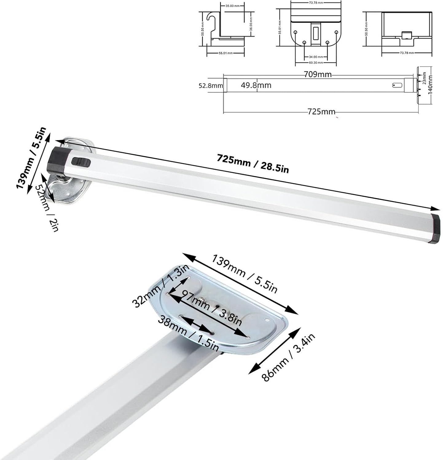 RV Foldable Table Leg, Aluminium Alloy Wall Mount Desktop Leg Stand for Dining Table Laptop Motorhome Vehicle Yachts Caravan Travel Camping with Guide Rail image number 2