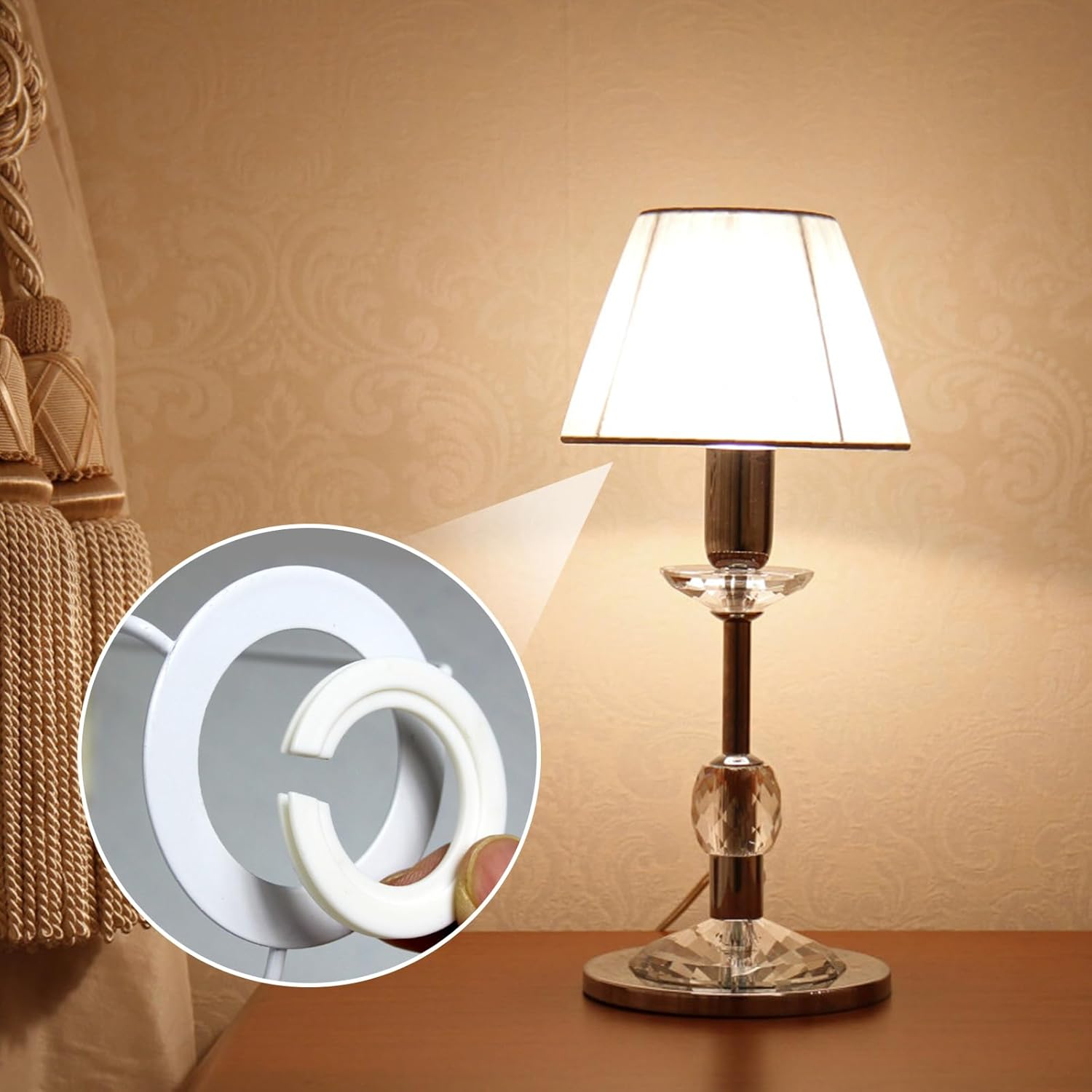 Lampshade Ring Converter, 8 Pieces E27 to E14 Lampshade Reducing Ring Adapter, Lamp Ring Reducing Ring for Fitting Screw Lampshades to Bayonet (White) image number 5