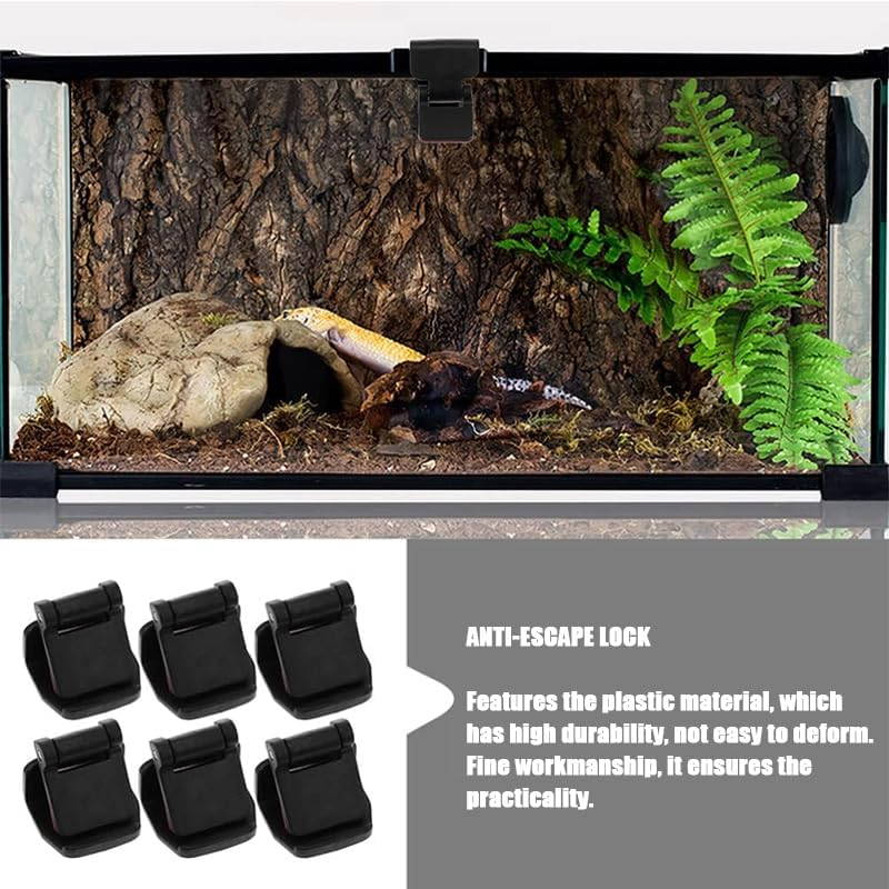 WADY 6Pcs Terrarium Lock Aquarium Lid Clips,Turtle Feeding Box Lock Buckle -Escape Reptile Terrarium Clips for Tanks Living Box Buckle 4.5 * 2.5Cm image number 1