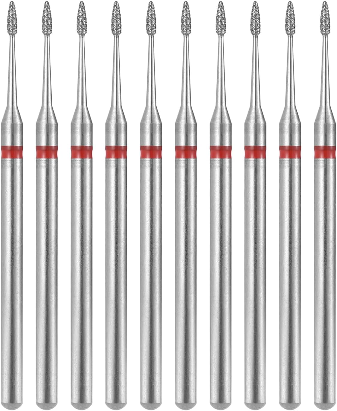 Siyuwuro 10Pcs Cuticle Nail Drill Bits Flame Shape 3/32'' Safety Carbide Nail Drill Bits Professional Manicure and Pedicure Drill Bits for Cuticle Dead Skin Nail Prep
