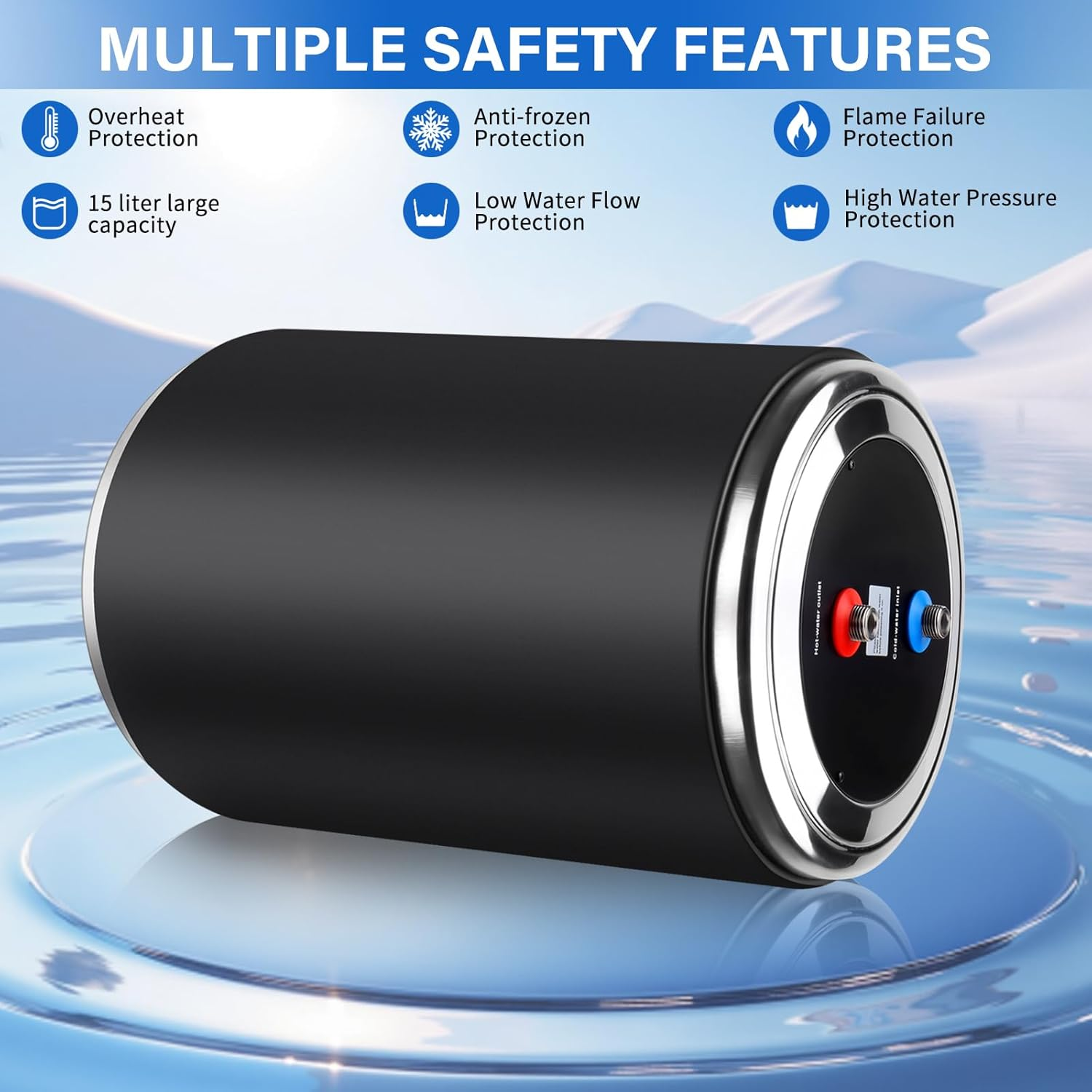 Dual Power Water Heater, 12V DC 200W/230V AC 1500W, 10L, for Caravan Camping AU Plug 230V RV Tank Water Heater, Instant for RV, for Camper with Double Power Supply & Remote Controller image number 5