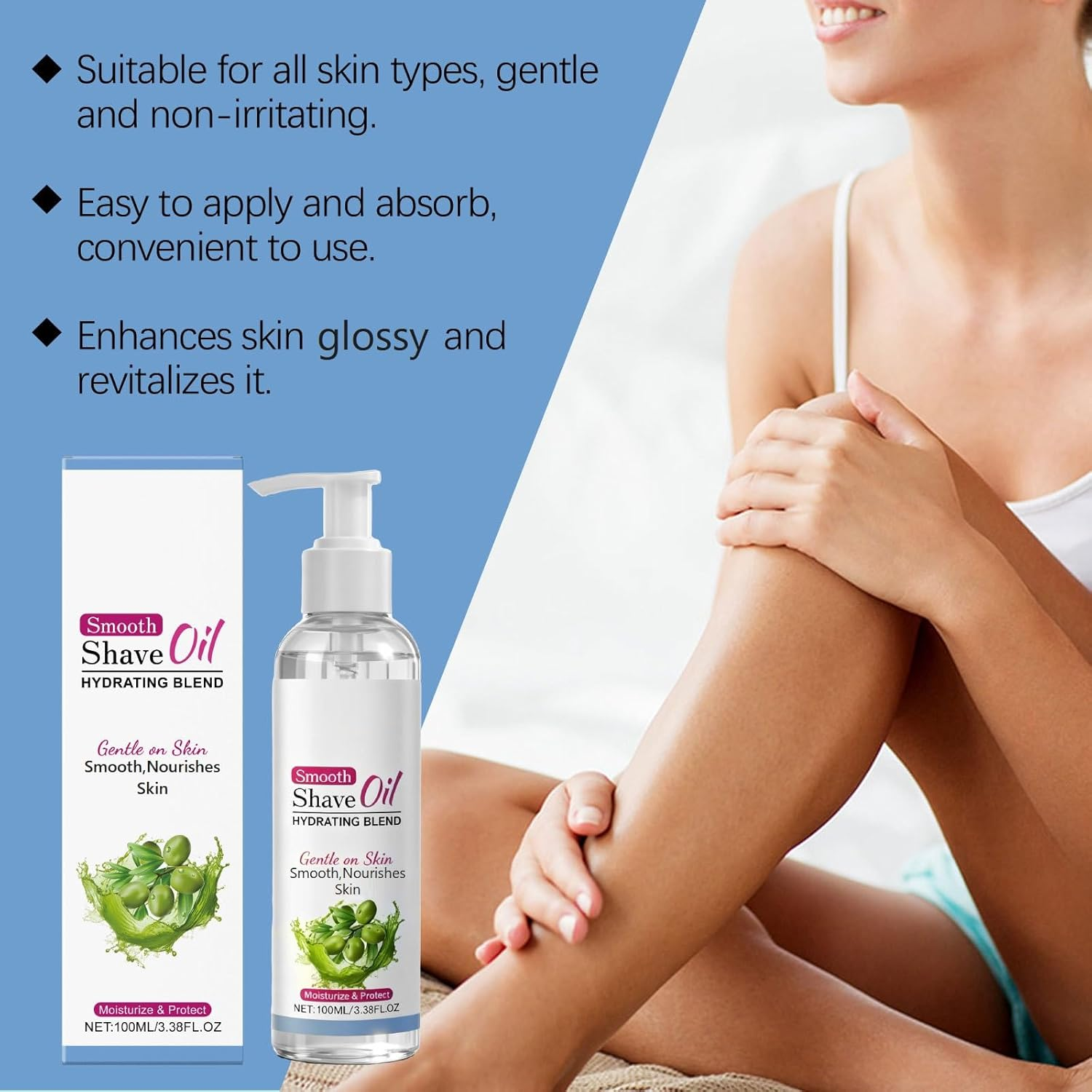 After Shave Oil for Women, Post Shave Soothing Care, Hydrating Serum for Smooth Skin, Body Moisturizing Jojoba Oil Gentle Formulated for Sensitive Skin, Light Texture Easy Absorb (2Pcs) - 4Pcs image number 3