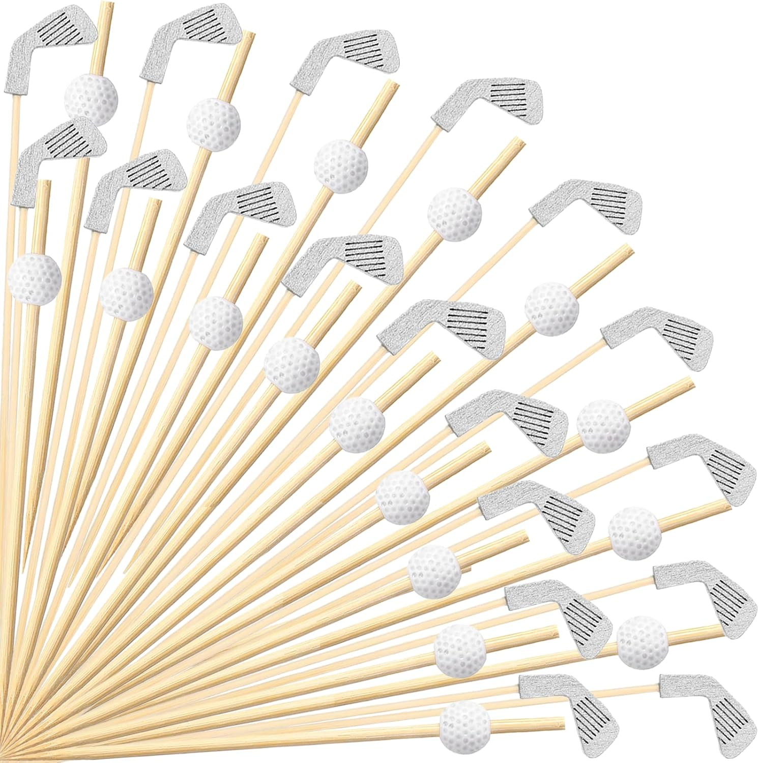 Yesaior 240Pcs Golf Cocktail Toothpicks, Disposable Long Bamboo Golf Toothpicks Sandwich Fruit Cocktail Picks for Catered Events Buffet Party Holiday Supplies image number 2