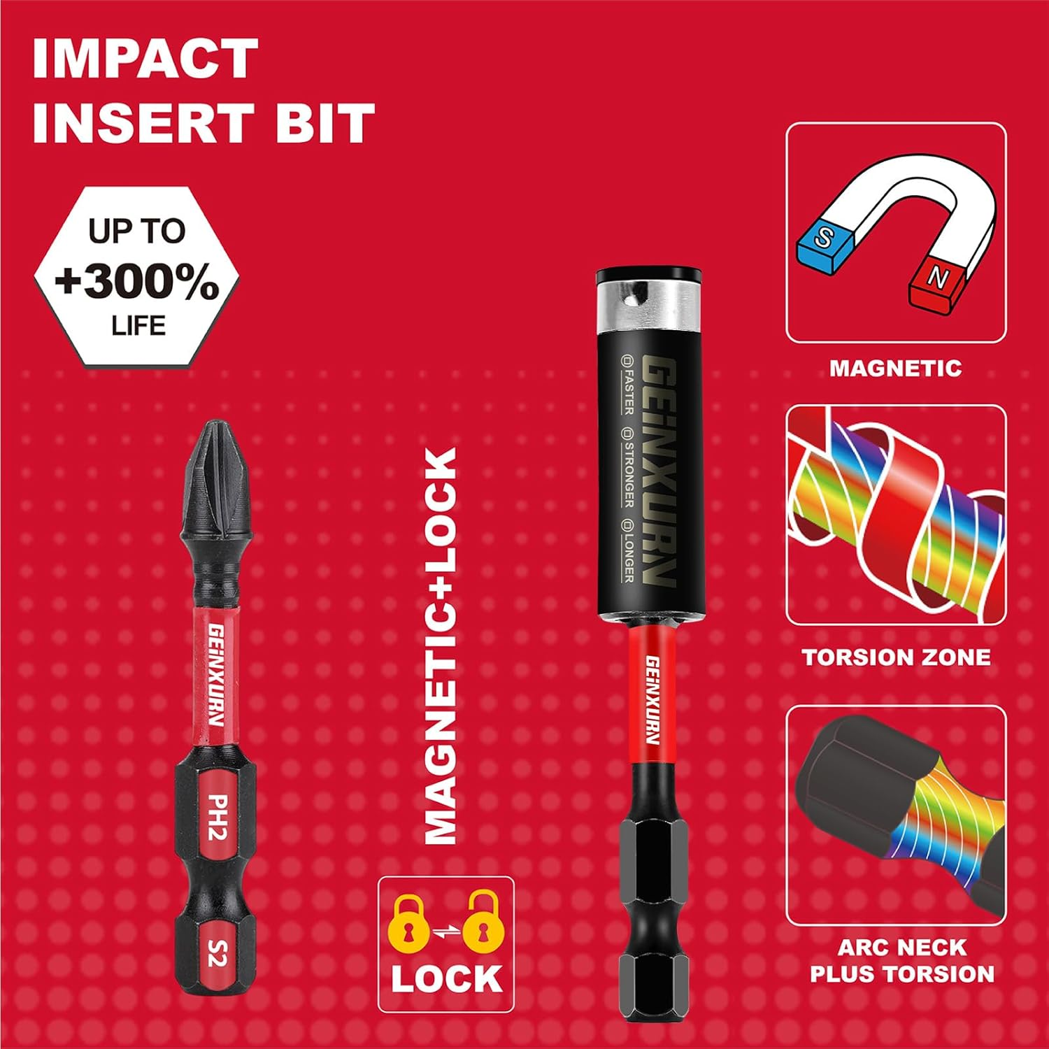 Impact Tough 2 In. (PH1/PH2/PH3) Screwdriver Bits Set,30 Pack Magnetic S2 Steel Phillips Power Driver Bits with 1 Pc Impact Bit Holder and Storage M-Box image number 1