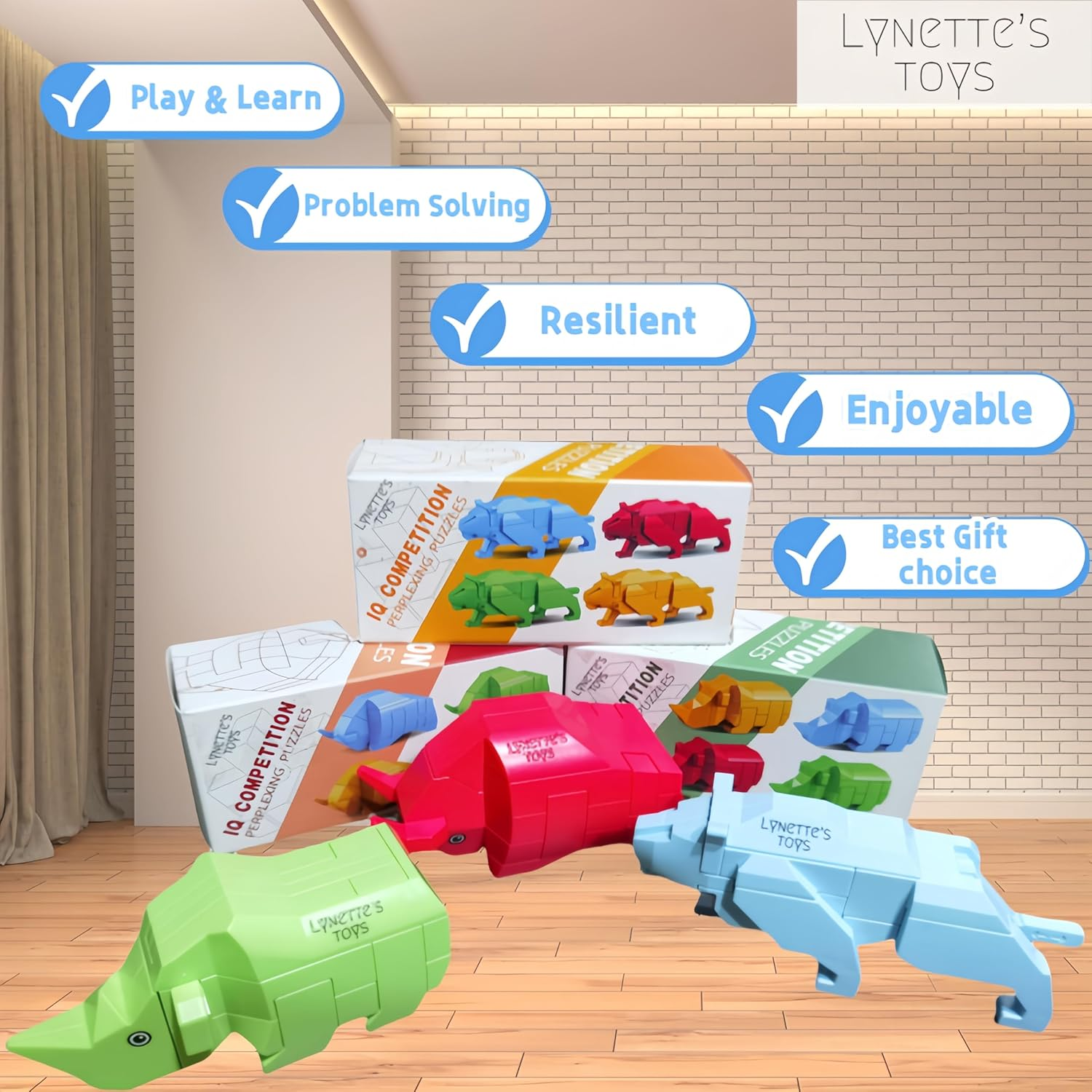 Lynette'S Toys Lenged of Zanghai Tranditional Chinese LUBAN Lock 3D Puzzle Animal - Creative Interlocking Toy,Brain Teaser for Kids Aged 6+ Toy, Brain Bolt, Montessori (Leopard) image number 5