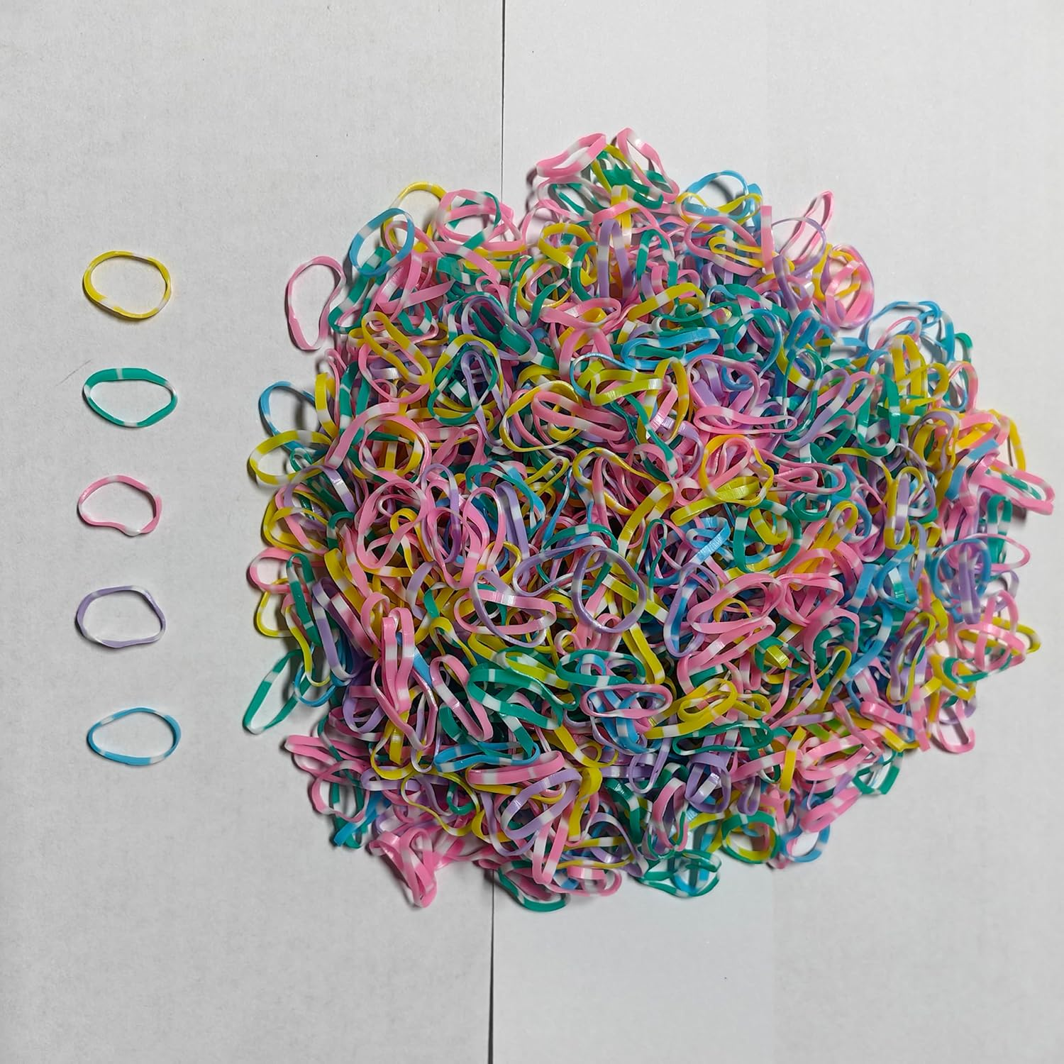 1000 PCS Mini Hair Elastics for Girls Transparent Rubber Bands, Multi Color (Spring Colors with Rectangular Dots) image number 3