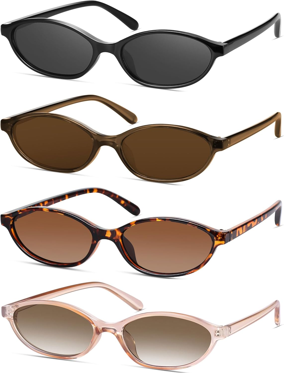 Retro Oval Cat Eye Sunglasses for Women Y2K Designer Trendy Narrow Shades UV Protection Sun Glasses