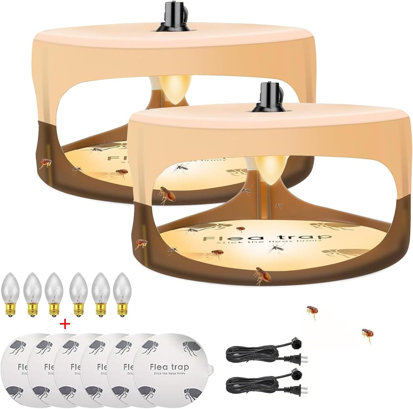 2 Packs Flea Traps for inside Your Home,Indoor Flea Light,Premium Traps with Sticky Pads & Light Bulb Replacement,Friendly Sticky Flea Trap with Long-Lasting Effect for House, Home, Friendly to Pets