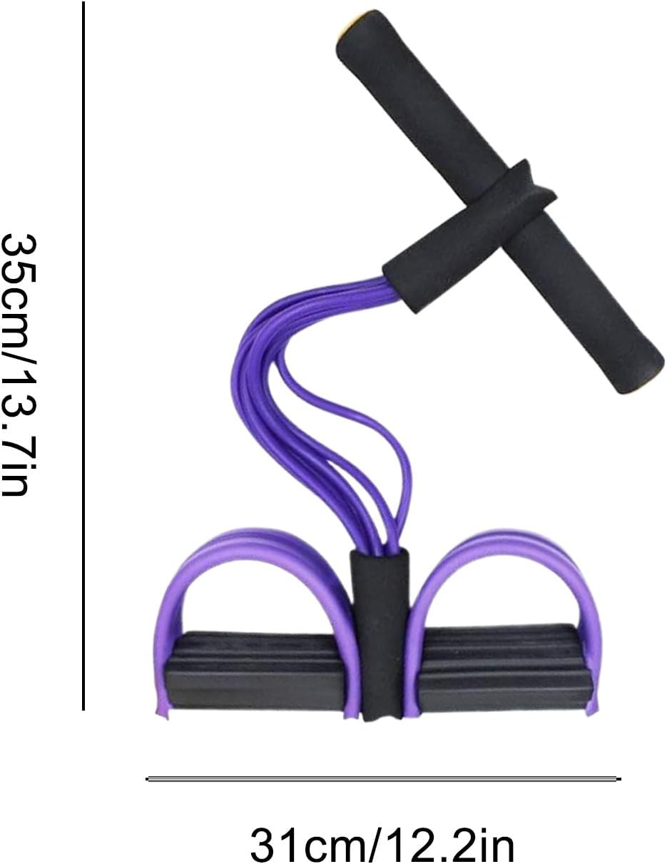 Pedal Resistance Band with Handle,Fitness Foot Pedal Stretch Bands 6-Tube | Stretching Trainer Training Equipment for Beginners Pilates Yoga Adults Home Office Gym Abdomen Arms - Black image number 4