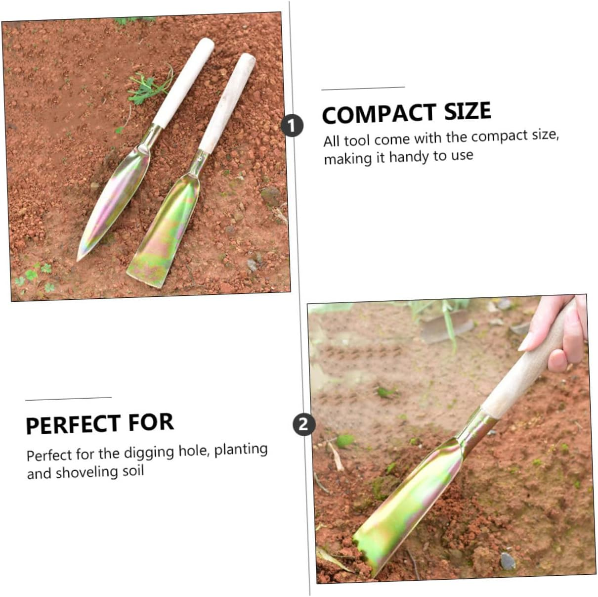 MERRYHAPY 2Pcs Garden Shovel Small Gardening Tools Hand Planting Shovel for Planting and Digging