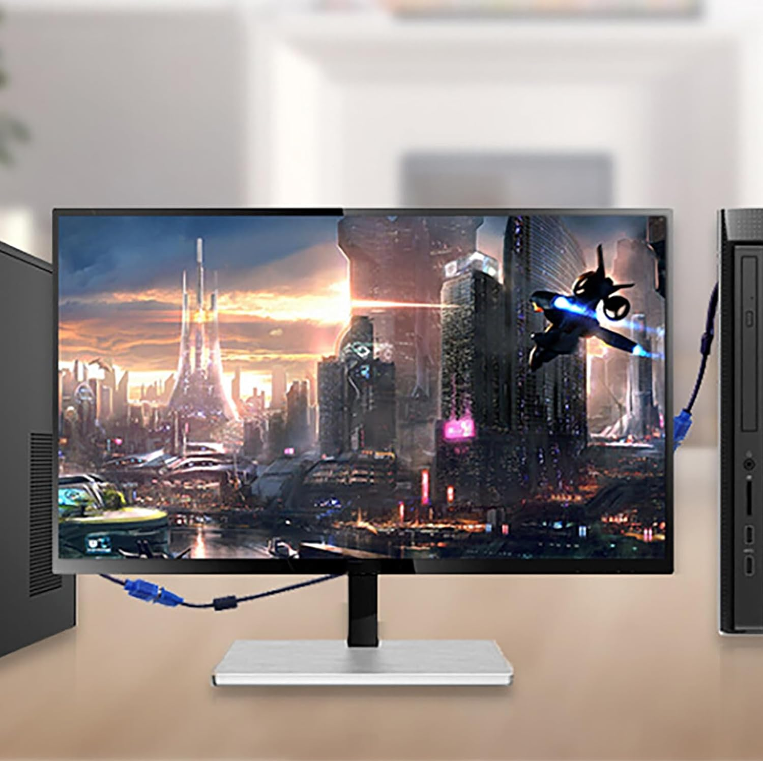 Tunghey VGA Splitter Cable Dual Monitor Y Adapter Video Cord 1 Male to 2 Male Screen Duplication Support 1080P Full HD for Projectors, Hdtvs, Monitors 1.8M image number 5