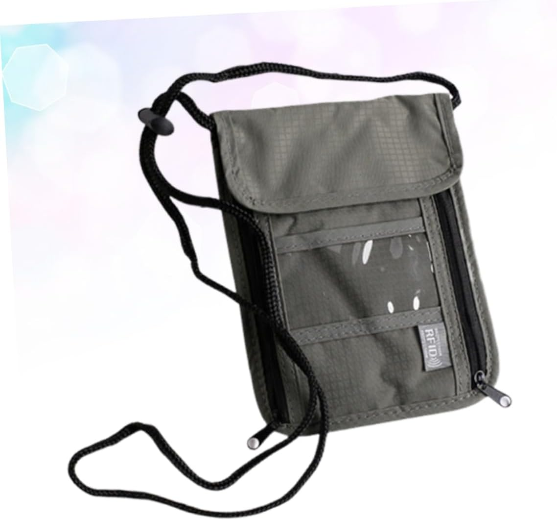 Travel Passport Holder Multi Function Wallet for Neck Hanging Credit Cards and Documents Grey for Travel and Daily Use image number 5