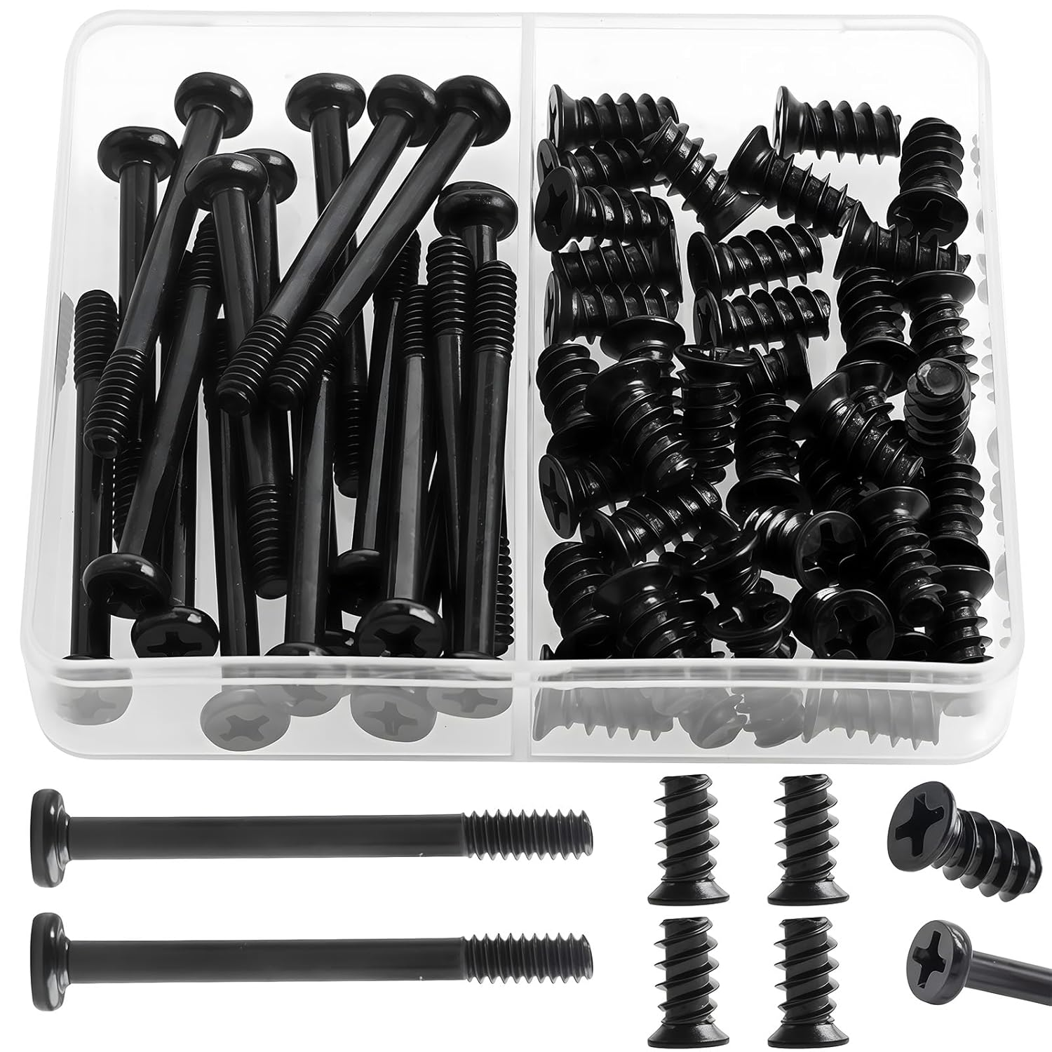 Zmbroll 60Pcs Black PC Computer Case Cooling Fan Mount Screws UNC 6-32X35Mm Fan Long Screw and PC Case Fan Screws M5X10Mm Radiator Water Cooling Screw for Computer Case Fan Mount image number 1