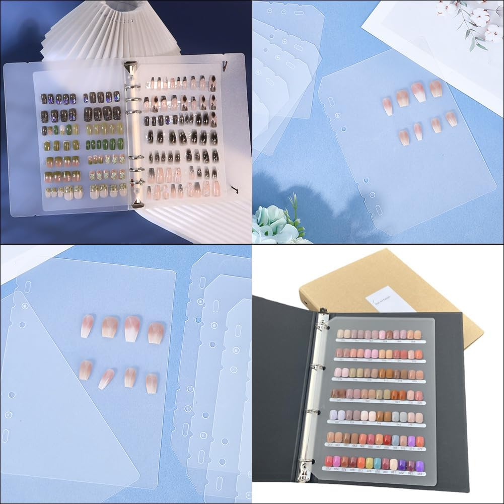 SOFPLATE 6Pcs Nail Book Pages Press on Nails Binder Clear Plastic A5 6 Holes Waterproof Rectangle Organizer Display Storage Books Insert Divider Sheets Page for Fingernail Salon Art Packaging Supplies image number 3